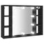spejlskab med LED-lys 76x15x55 cm sort
