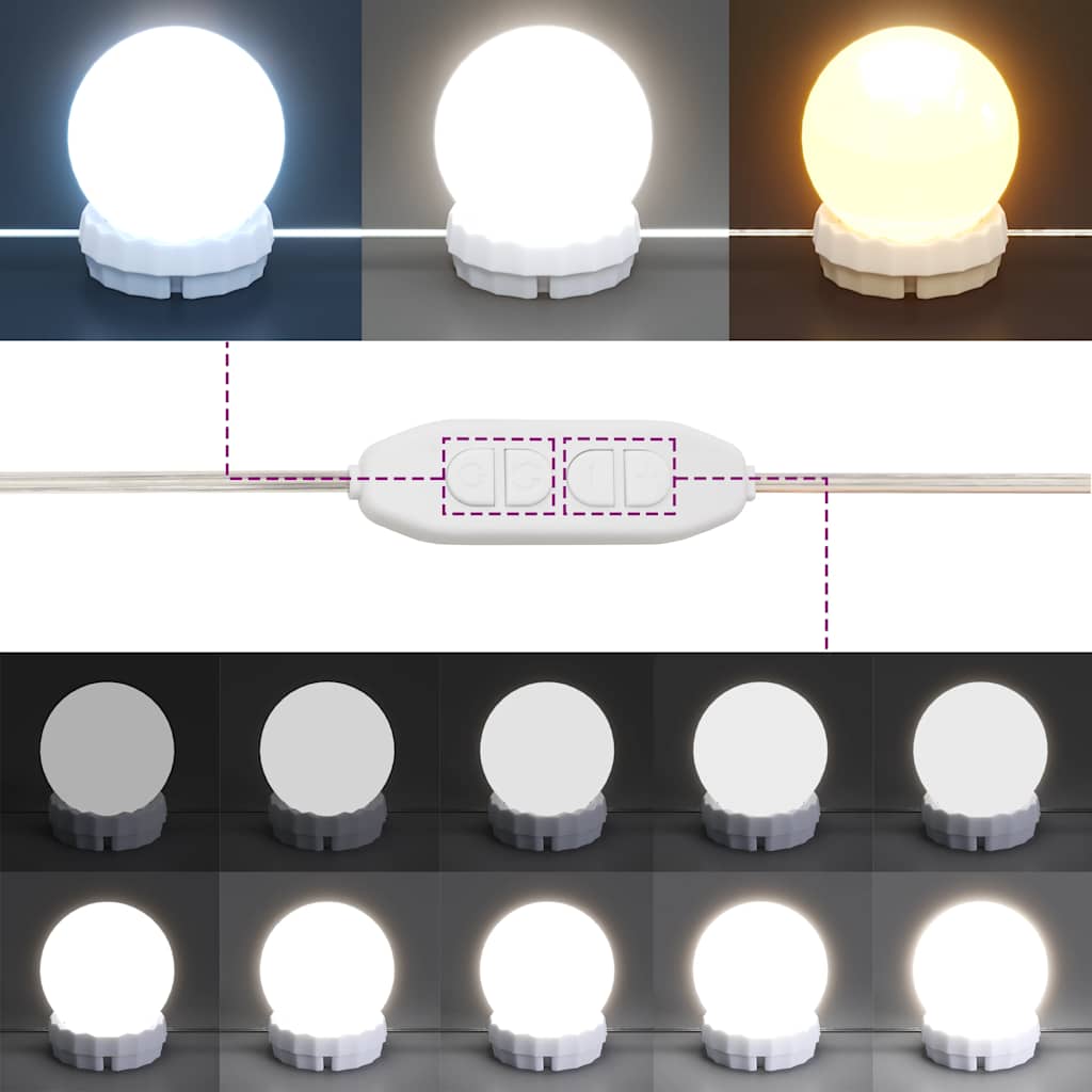 spejlskab med LED-lys 76x15x55 cm sort
