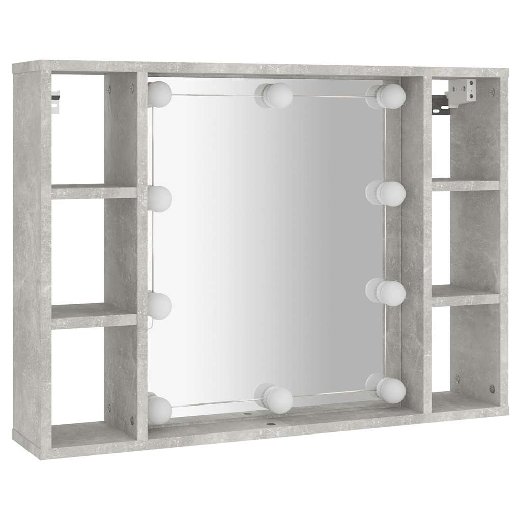 spejlskab med LED-lys 76x15x55 cm betongrå