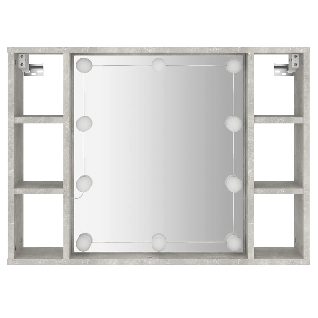 spejlskab med LED-lys 76x15x55 cm betongrå