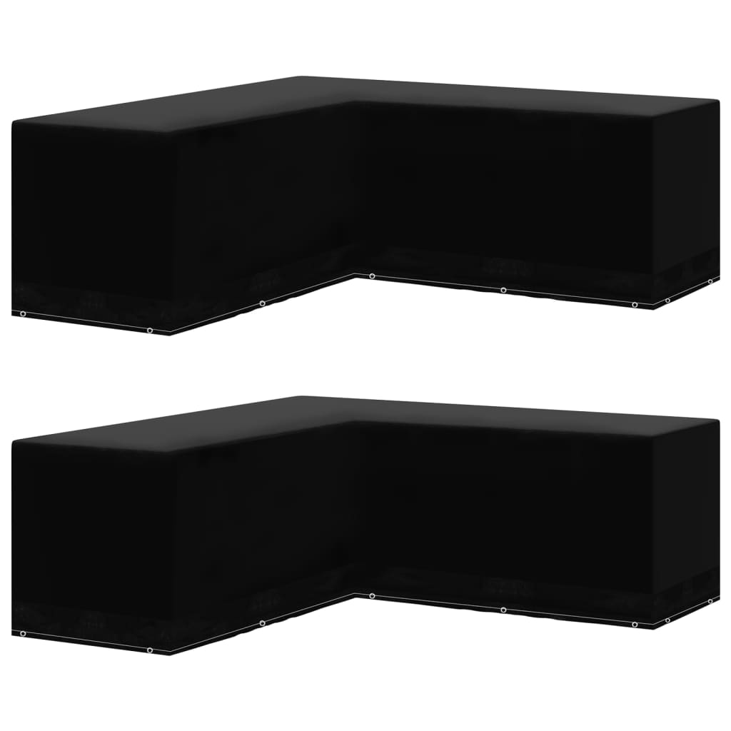 havemøbelovertræk 2 stk. L-formet 12 snørehuller 250x250x90 cm
