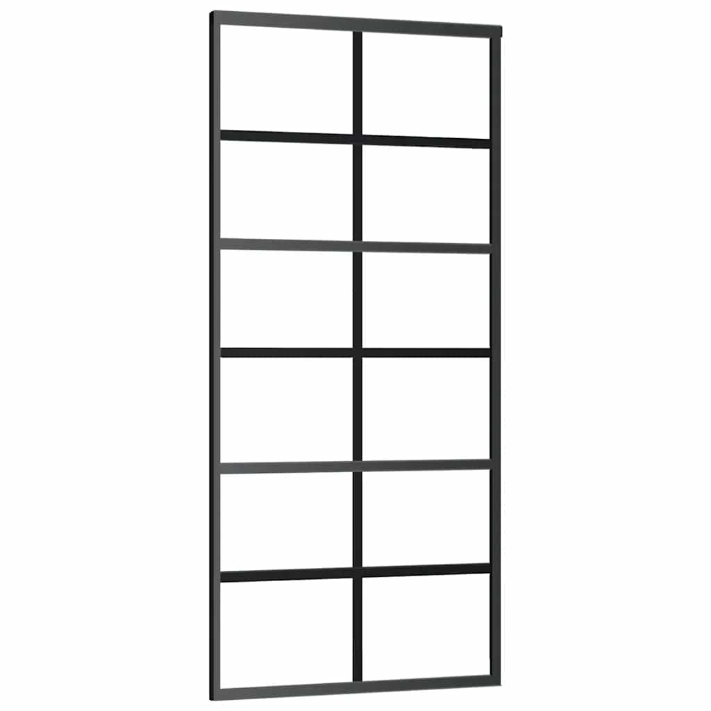 skydedør m. monteringssæt 90x205 cm sikkerhedsglas og aluminium