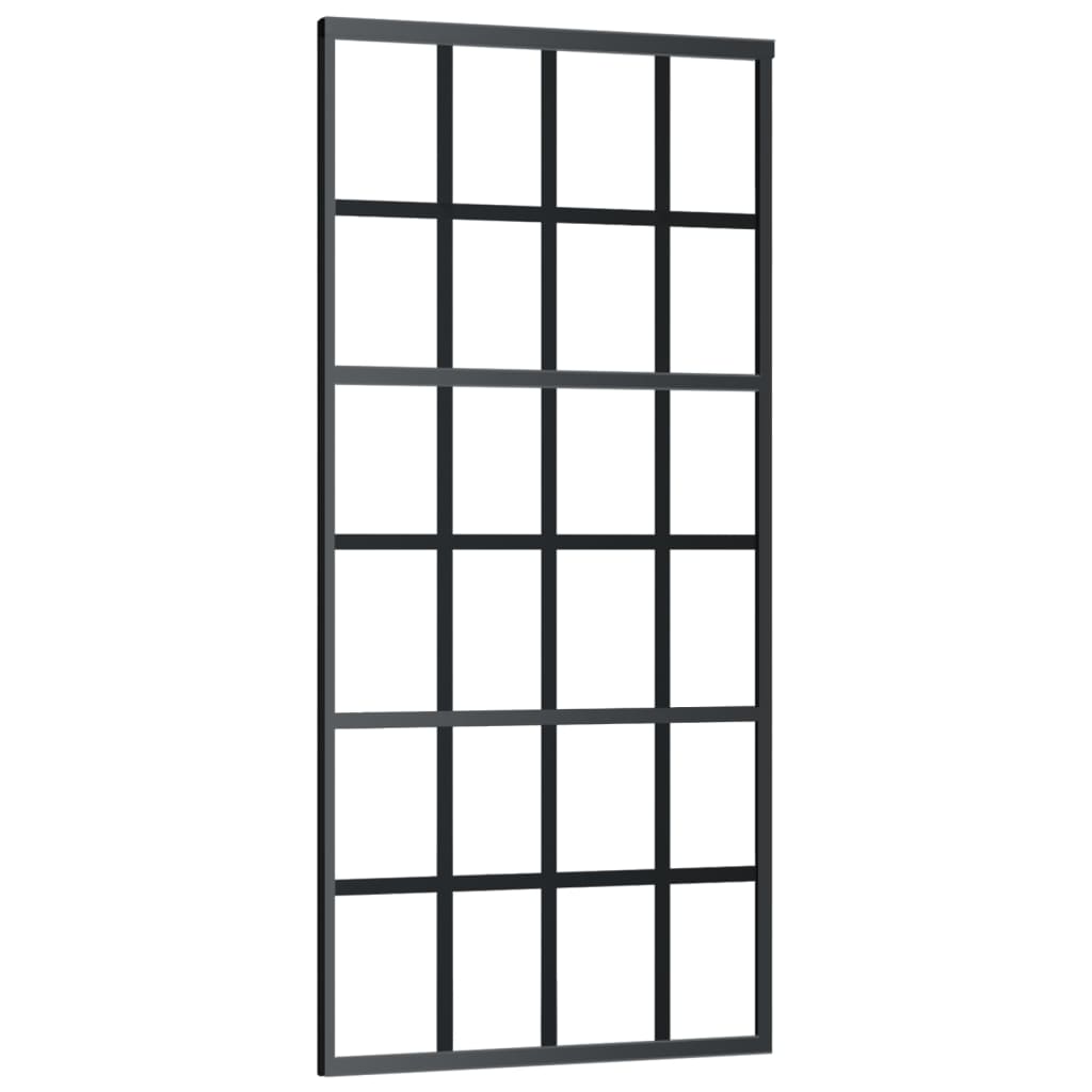 skydedør m. monteringssæt 90x205 cm sikkerhedsglas og aluminium