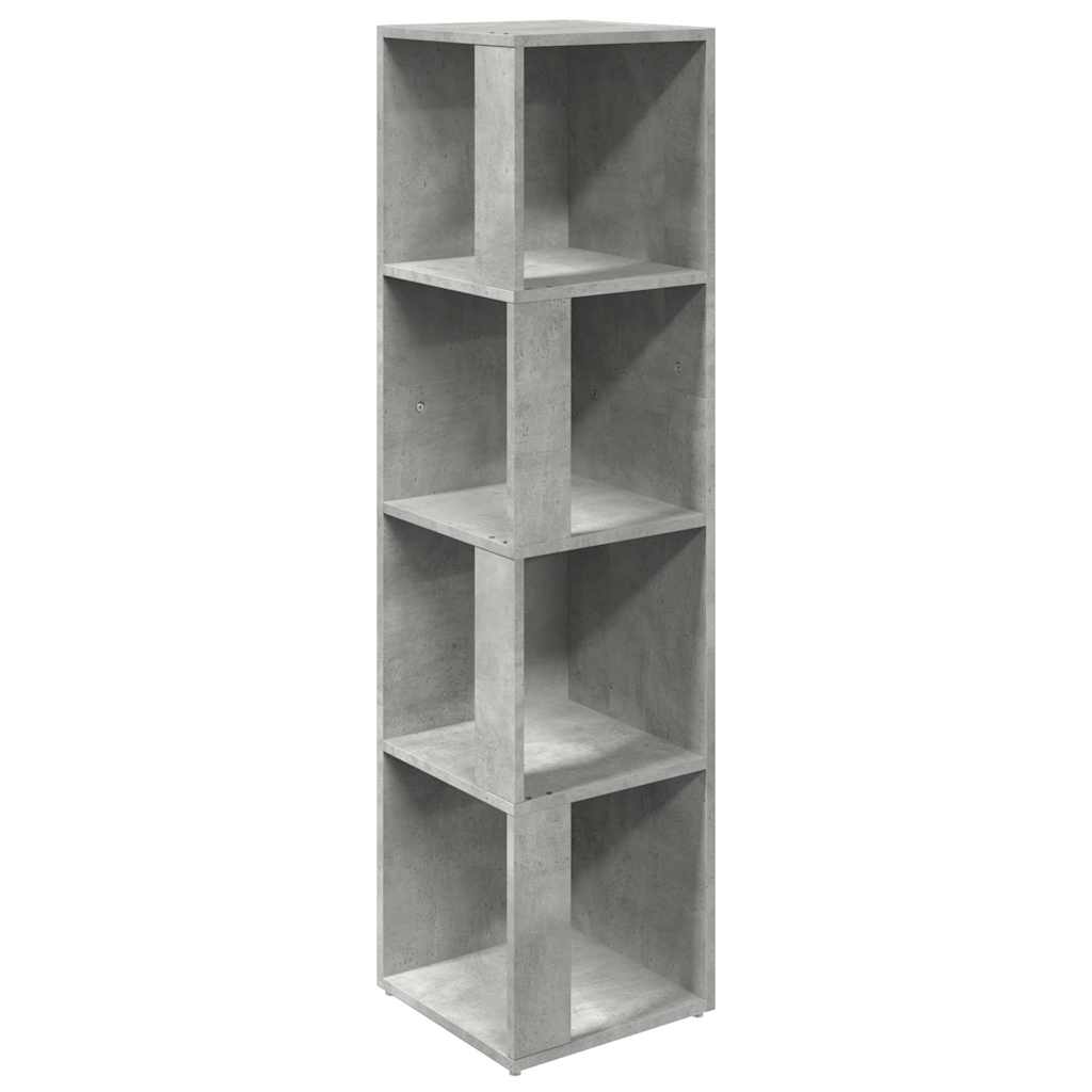 hjørnereol 33x33x132 cm konstrueret træ betongrå