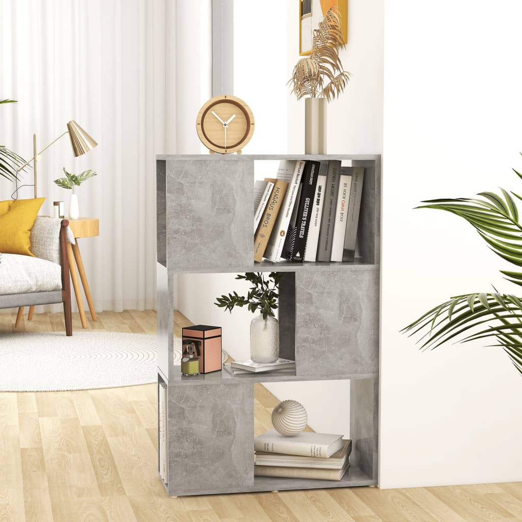 bogreol/rumdeler 60x24x94 cm konstrueret træ betongrå billede