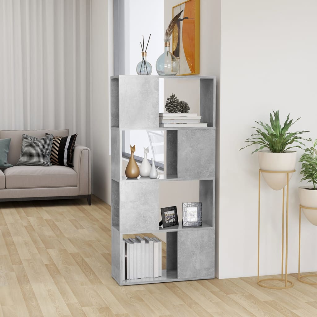 bogreol/rumdeler 60x24x124,5 cm konstrueret træ betongrå billede