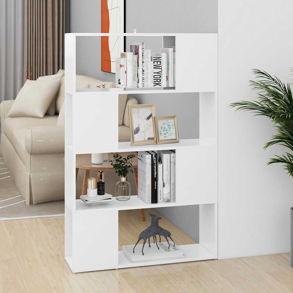 Bogreol/rumdeler i hvid - 80 × 24 × 124,5 cm, konstrueret træ