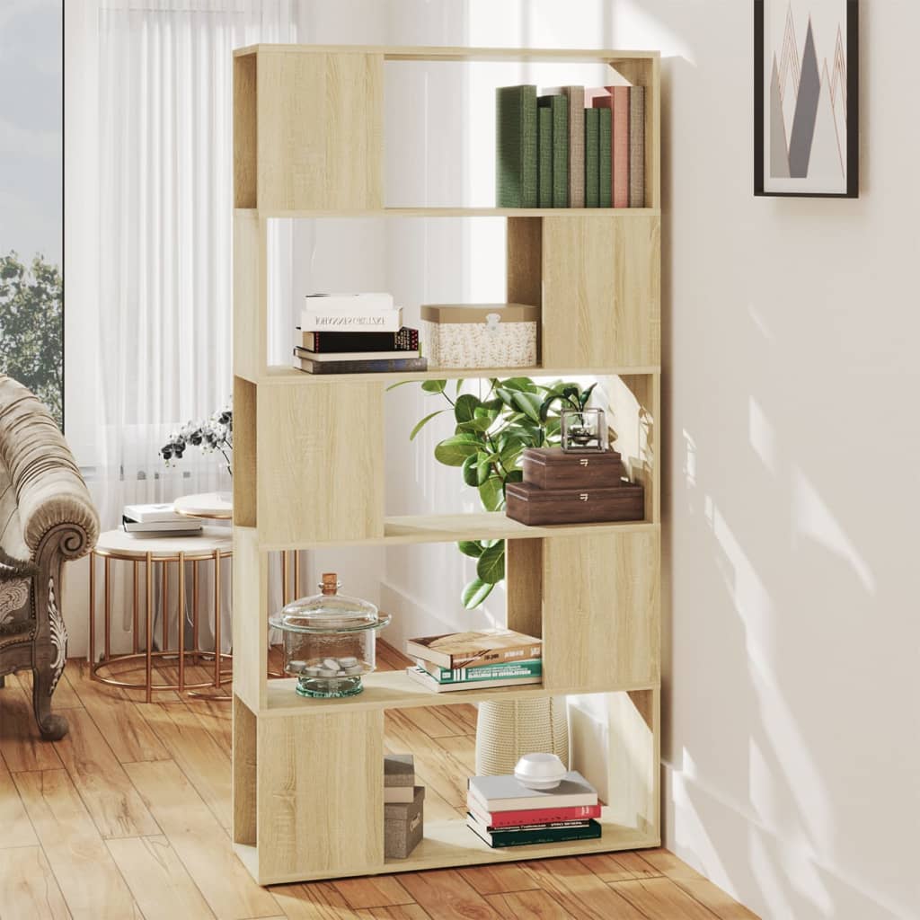 bogreol/rumdeler 80 x 24 x 155 cm konstrueret træ sonoma-eg billede