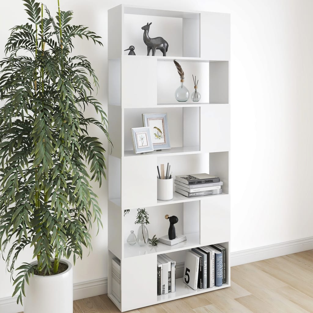 bogreol/rumdeler 80x24x186 cm konstrueret træ hvid billede