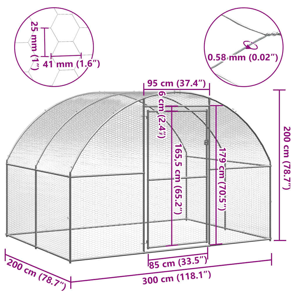 hønsehus 3x2x2 m galvaniseret stål