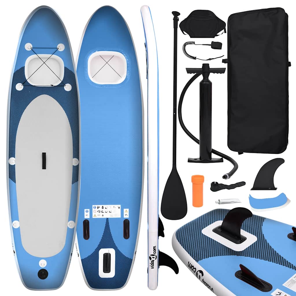 oppusteligt paddleboardsæt 300x76x10 cm havblå billede