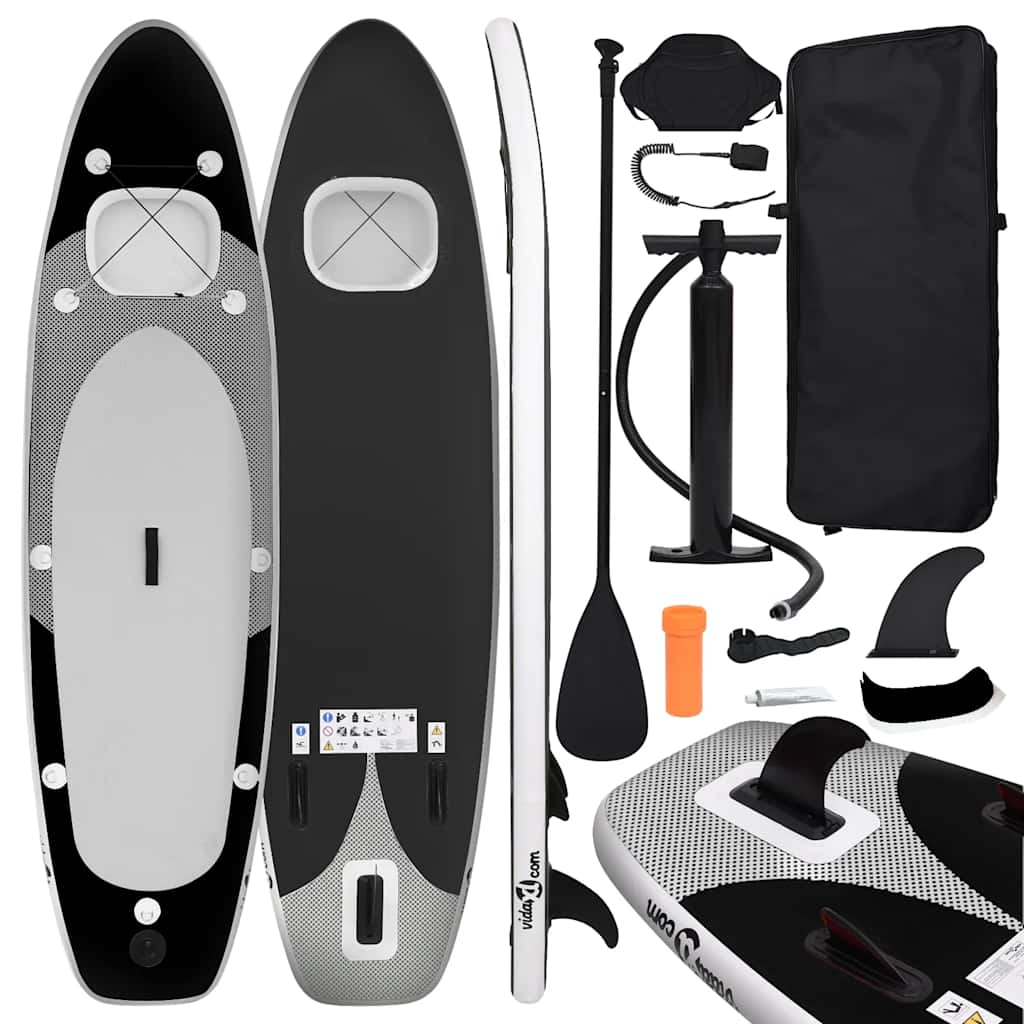 oppusteligt paddleboardsæt 300x76x10 cm sort billede