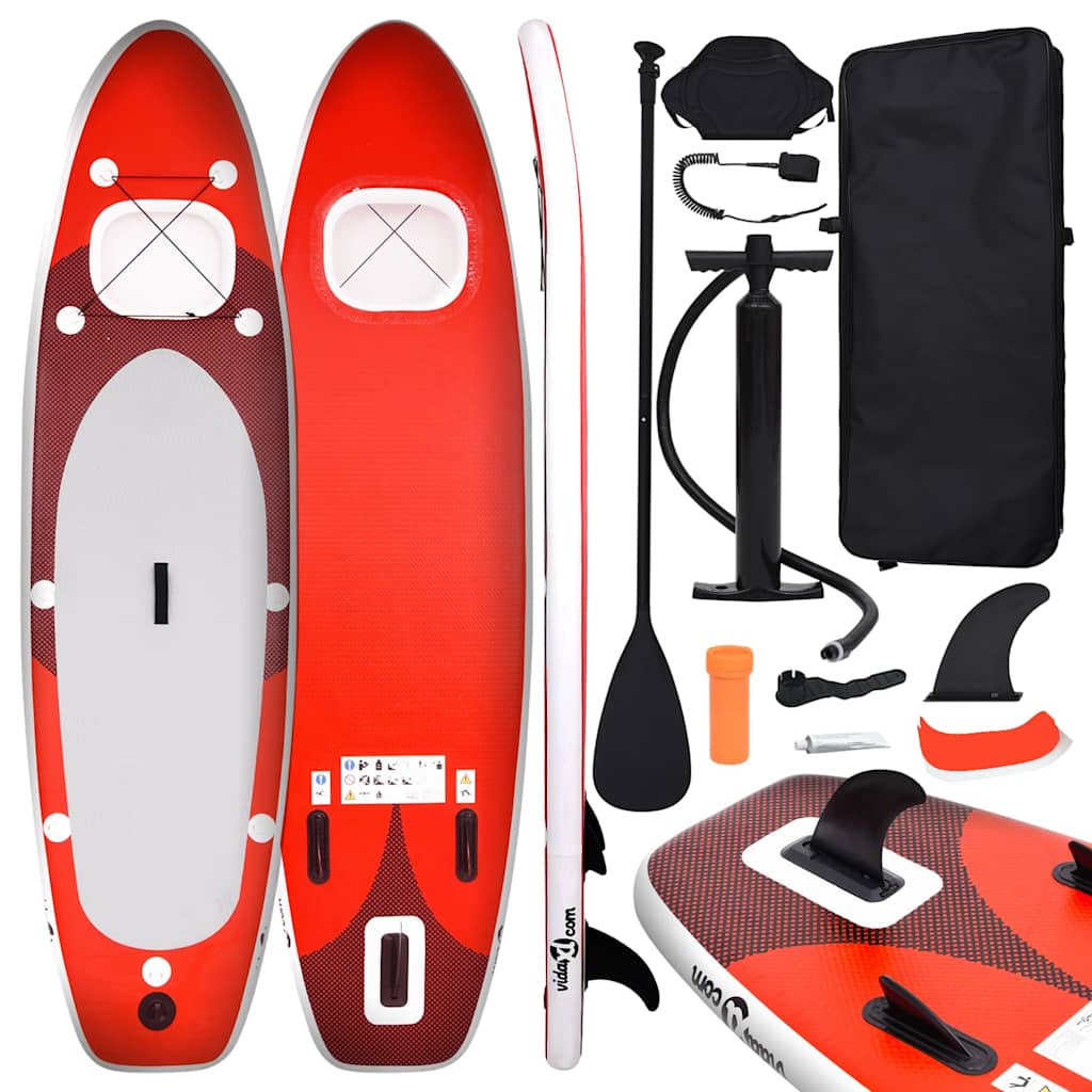 oppusteligt paddleboardsæt 330x76x10 cm rød billede