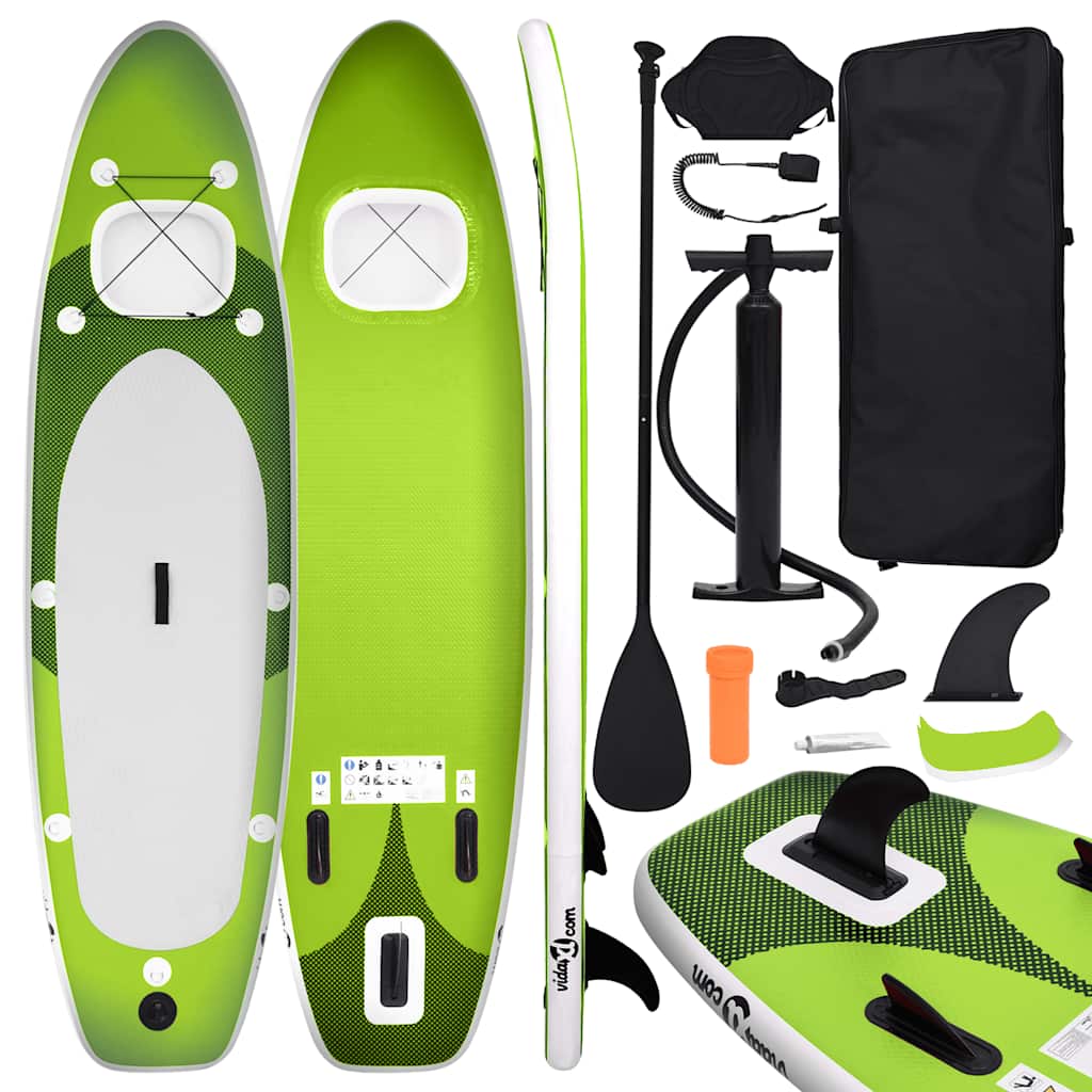 oppusteligt paddleboardsæt 330x76x10 cm grøn billede