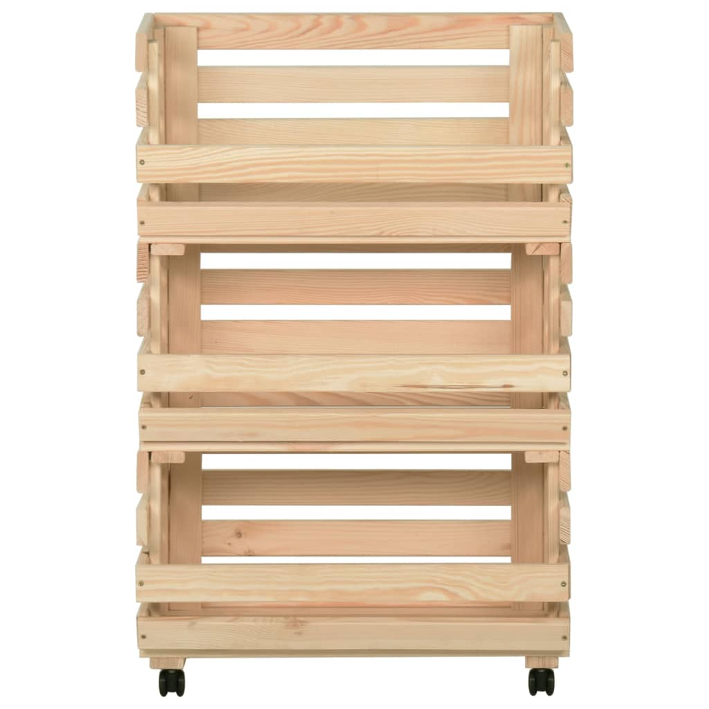 grøntsagsvogn 37x30x80 cm massiv fyrretræ