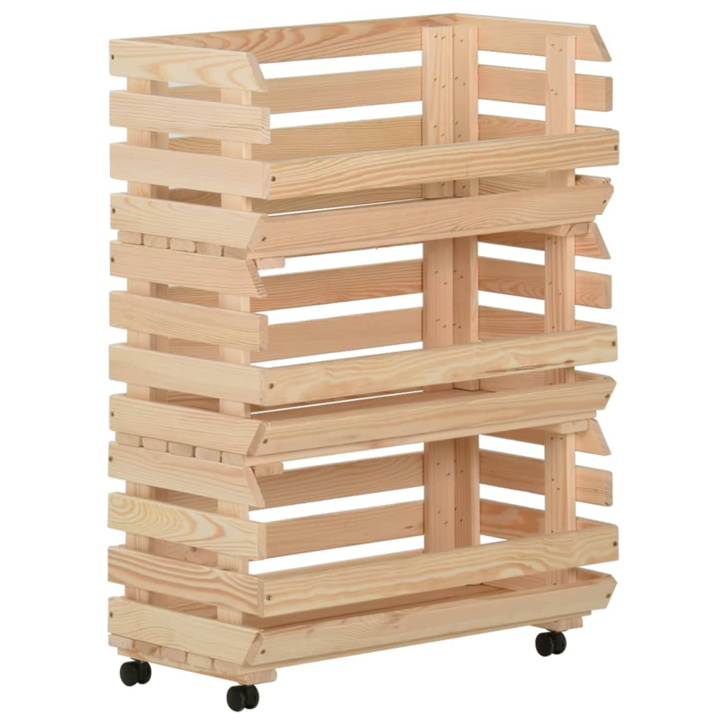 grøntsagsvogn 57x30x80 cm massivt fyrretræ