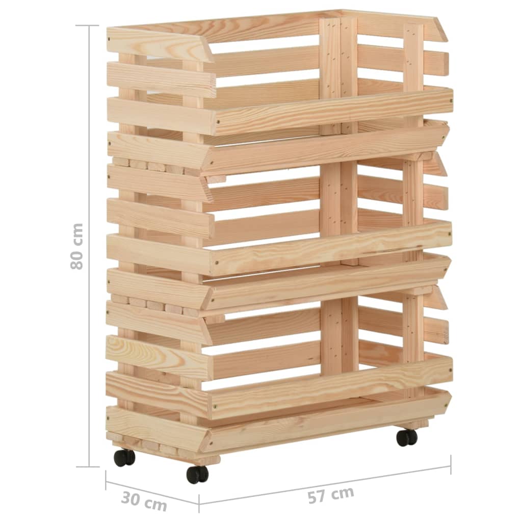 grøntsagsvogn 57x30x80 cm massivt fyrretræ