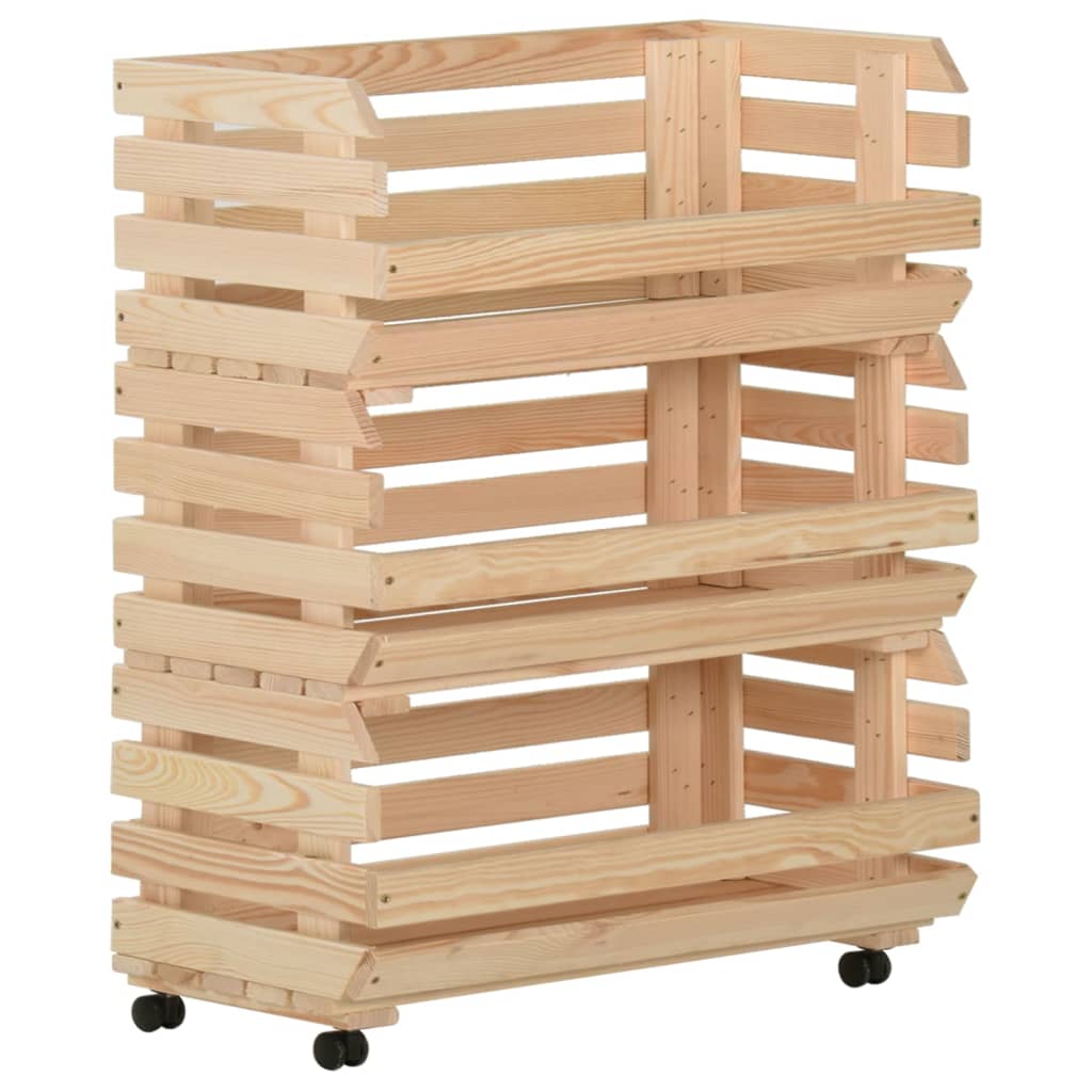 grøntsagsvogn 77x30x80 cm massivt fyrretræ billede