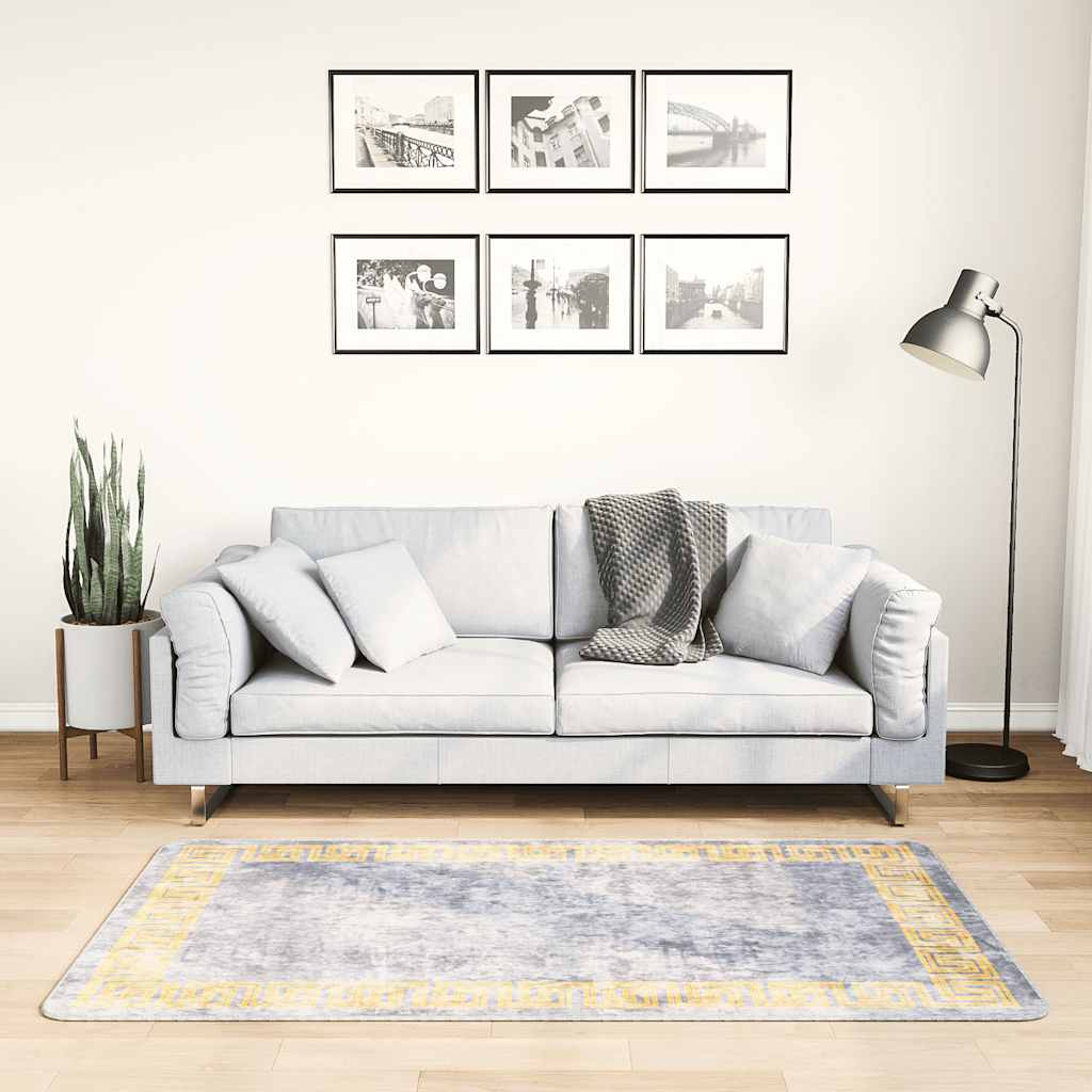 gulvtæppe 80x150 cm vaskbart grå billede