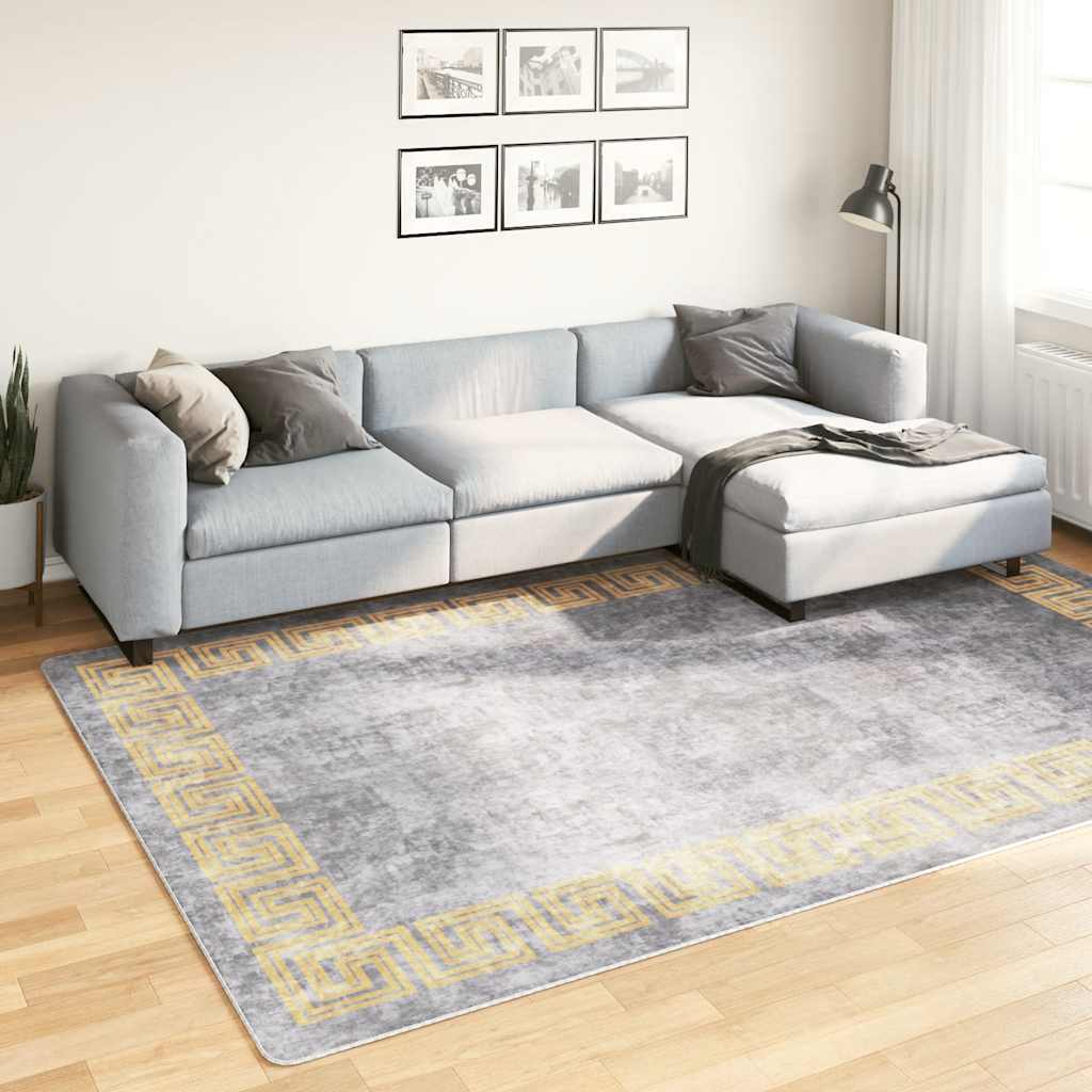 gulvtæppe 190x300 cm vaskbart grå billede