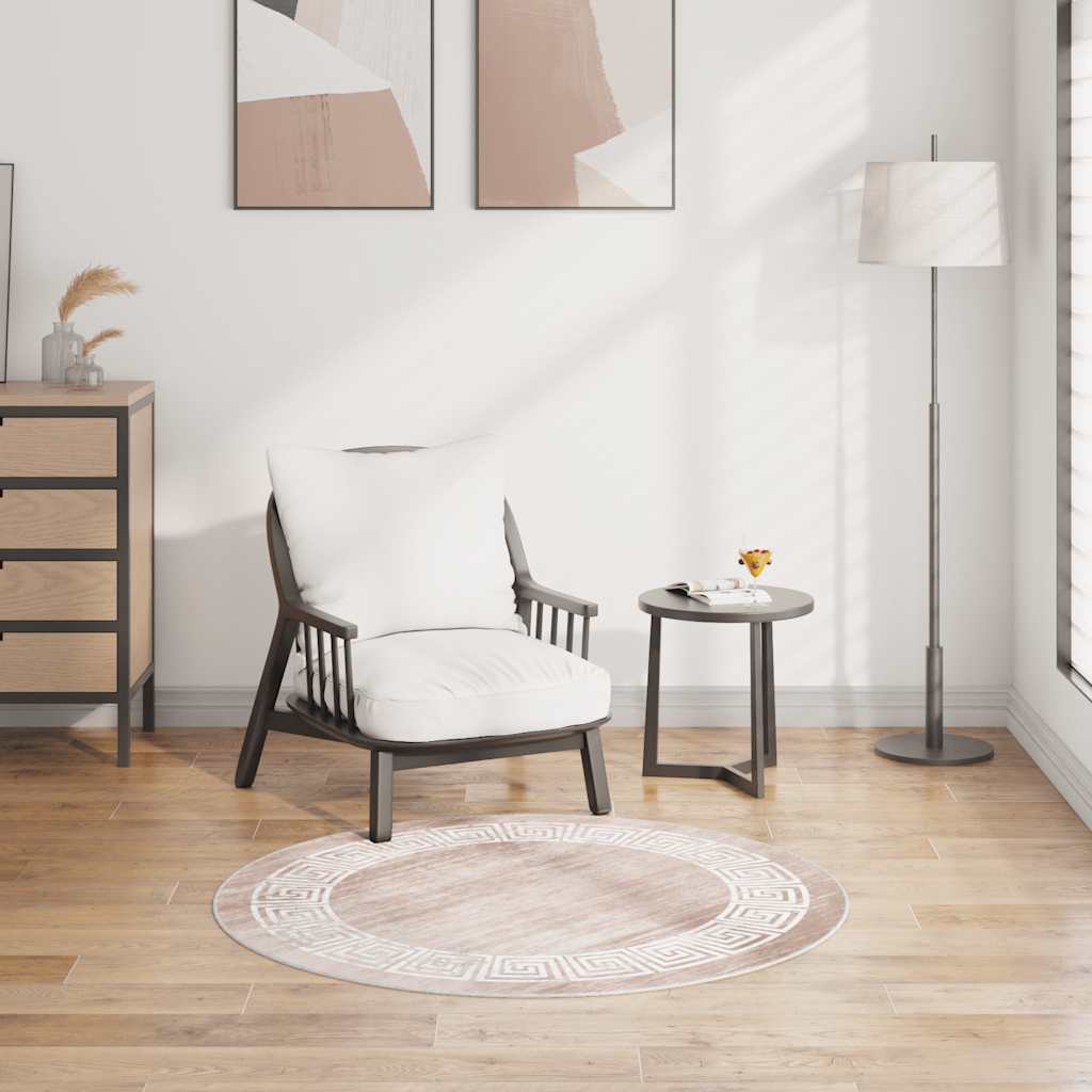 gulvtæppe 120 cm vaskbart beige billede