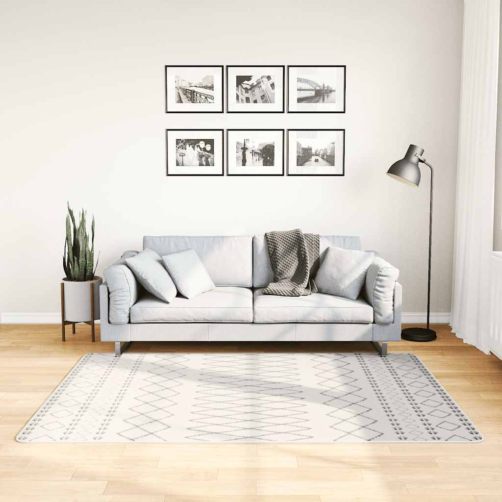 gulvtæppe 120x180 cm vaskbart sort og hvid billede