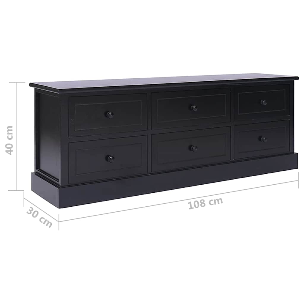 tv-bord 108x30x40 cm massivt kejsertræ sort