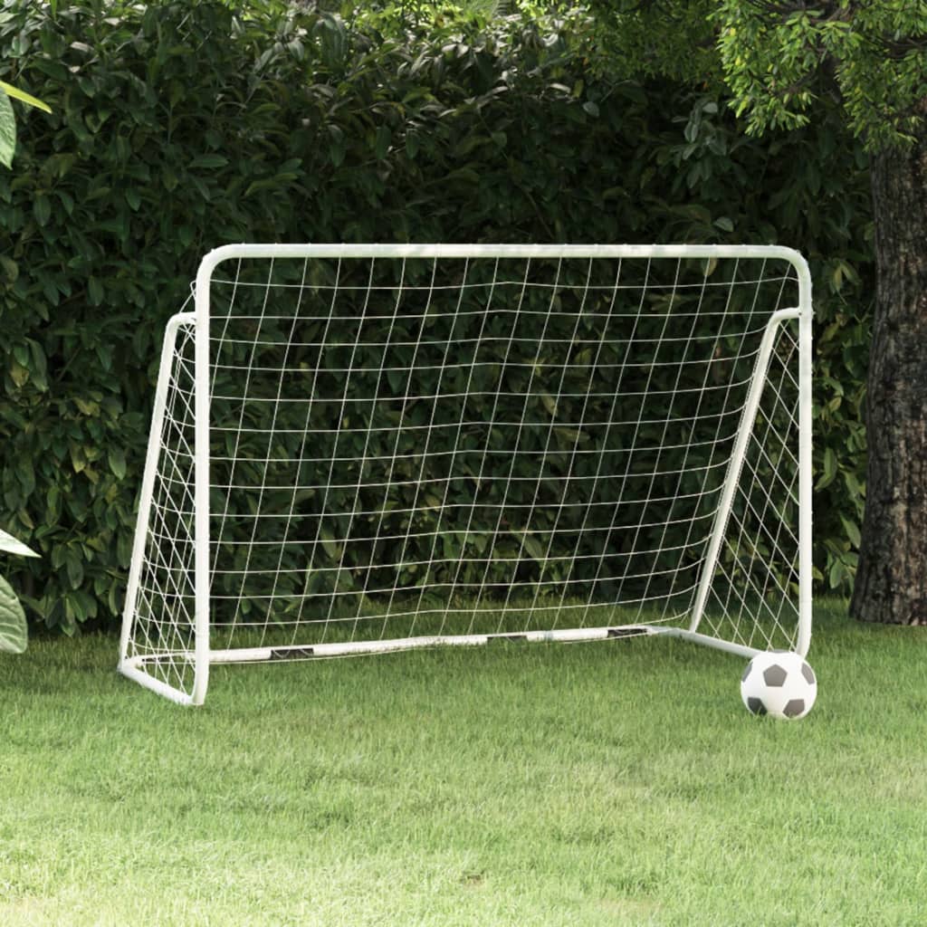 fodboldmål med net 180x90x120 cm stål hvid billede