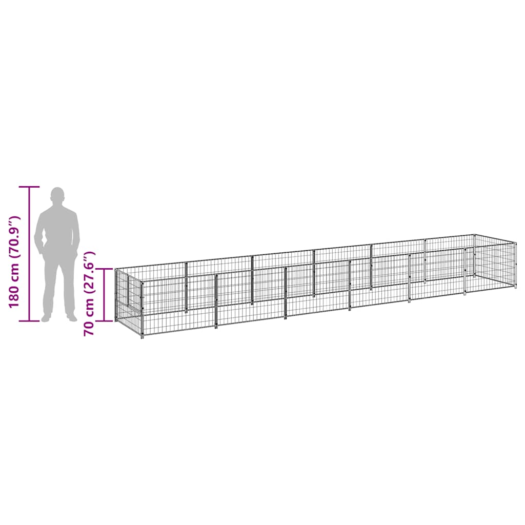 hundeløbegård 6 m² stål sort