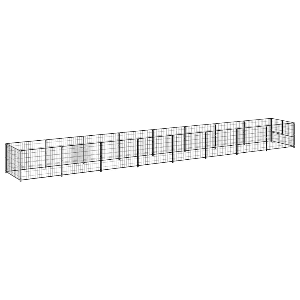 hundeløbegård 8 m² stål sort