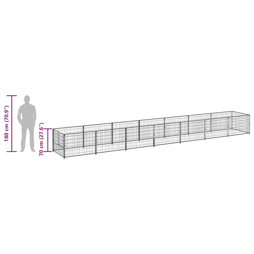 hundeløbegård 8 m² stål sort