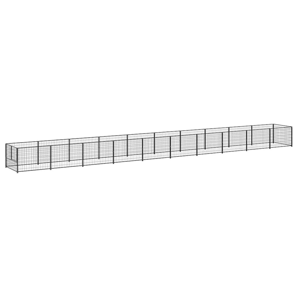 hundeløbegård 10 m² stål sort