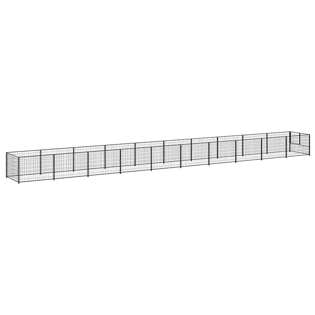 hundeløbegård 10 m² stål sort