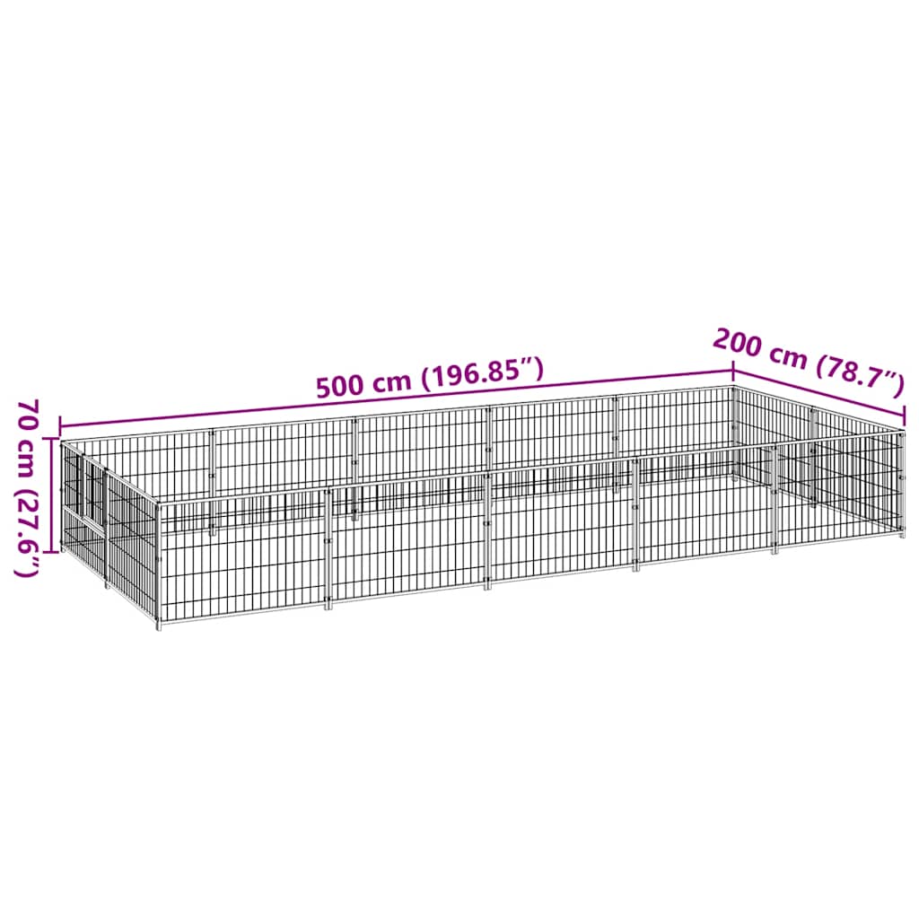 hundeløbegård 10 m² stål sort