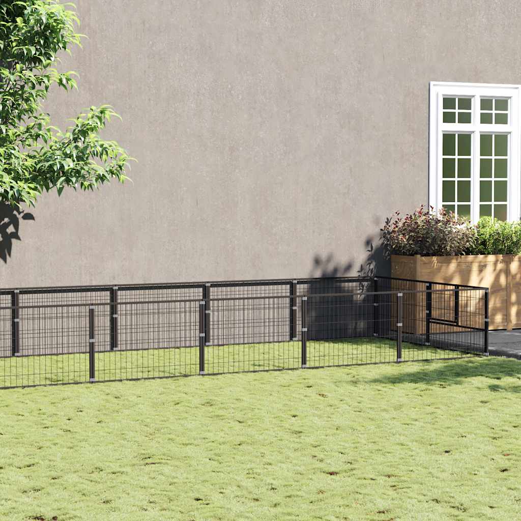 hundeløbegård 10 m² stål sort