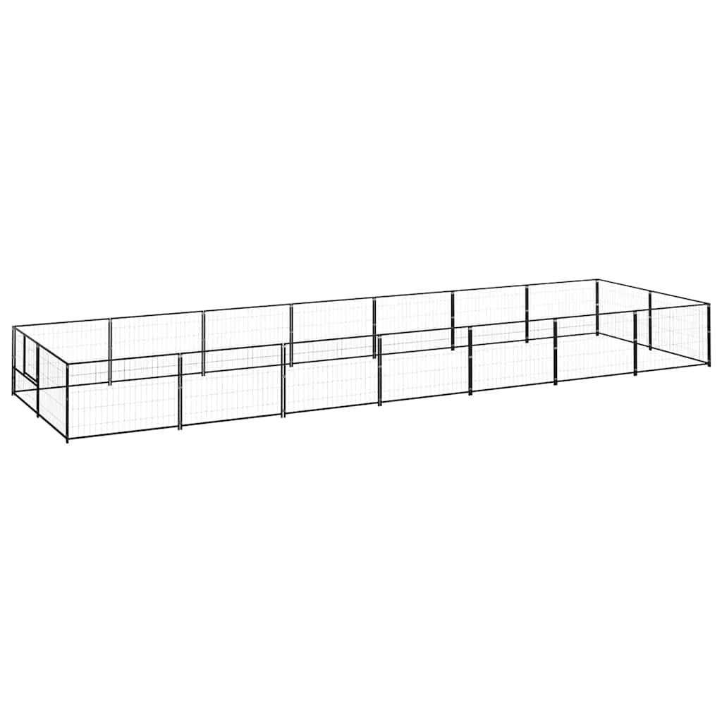 hundeløbegård 14 m² stål sort