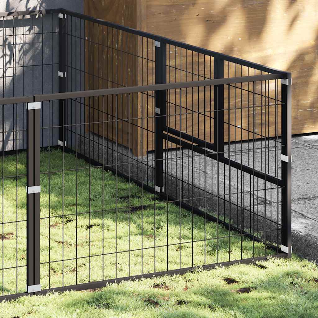 hundeløbegård 18 m² stål sort
