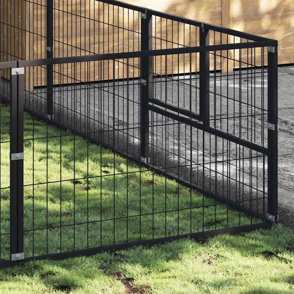 hundeløbegård 18 m² stål sort