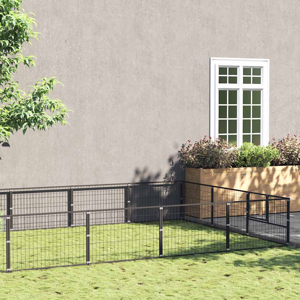 hundeløbegård 18 m² stål sort