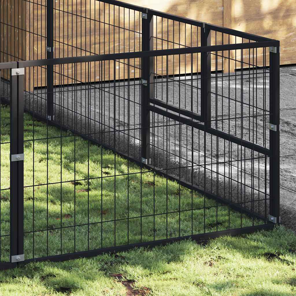 hundeløbegård 24 m² stål sort