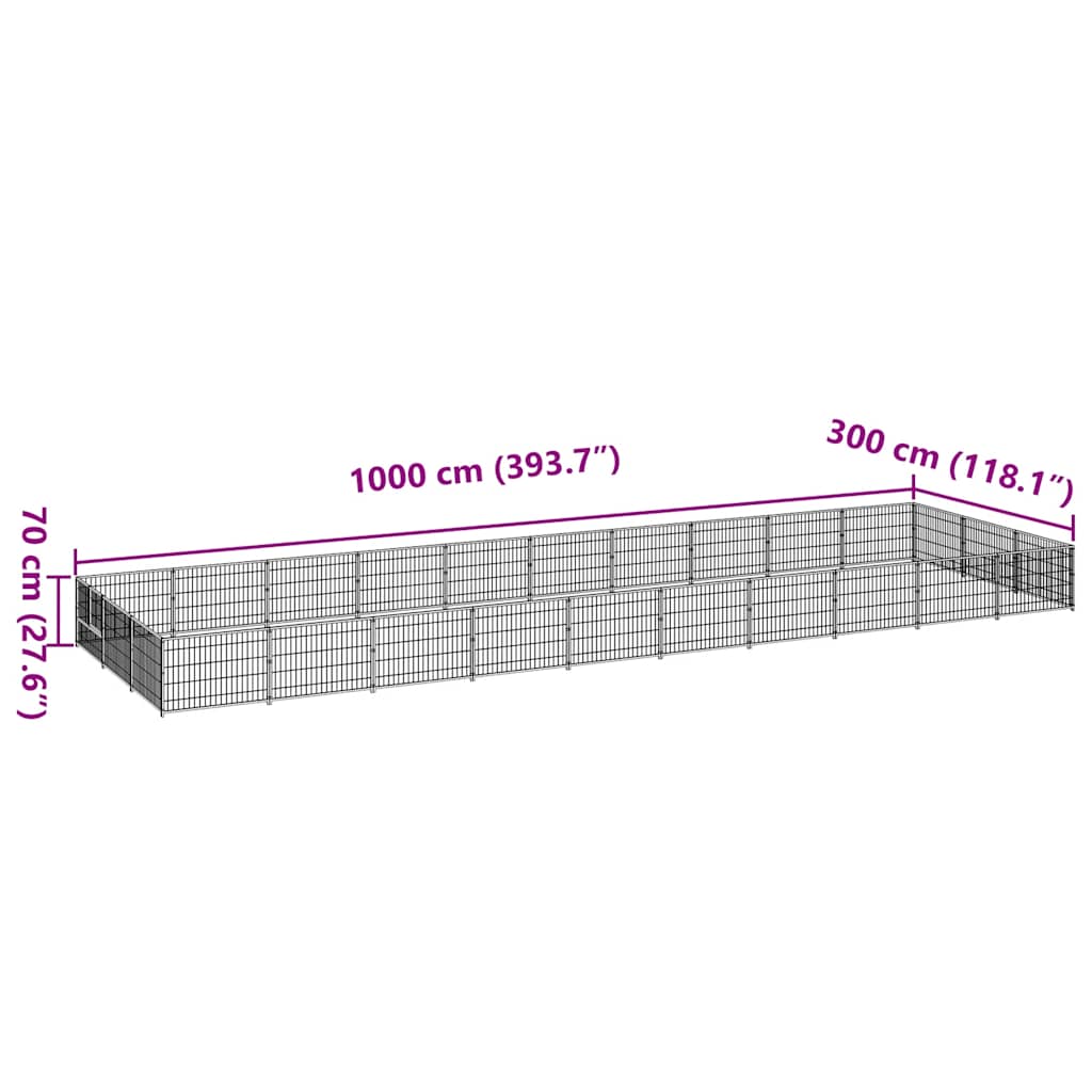 hundeløbegård 30 m² stål sort