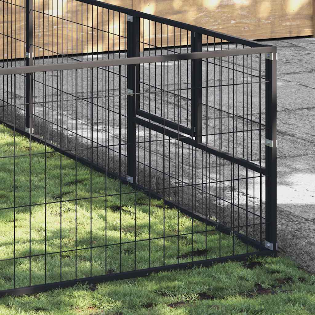 hundeløbegård 20 m² stål sort
