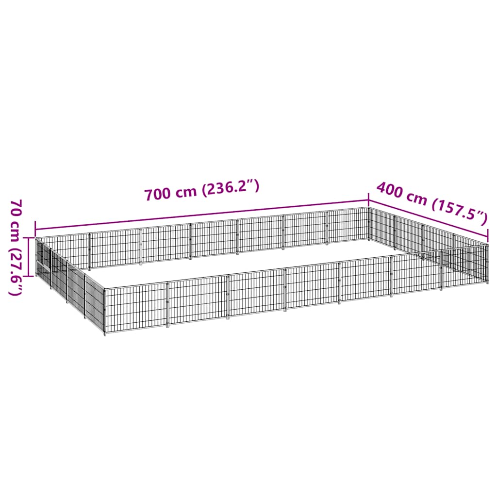 hundeløbegård 28 m² stål sort