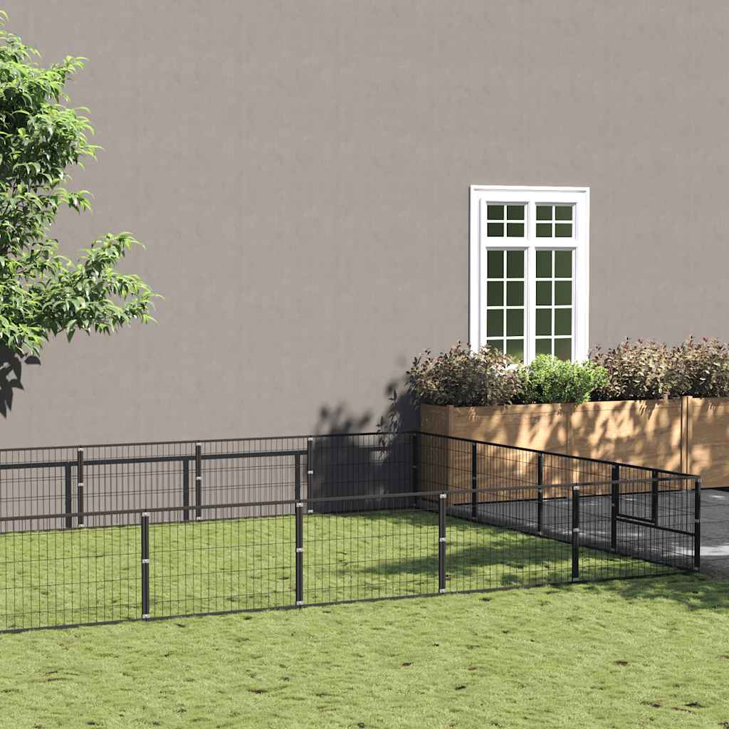 hundeløbegård 28 m² stål sort