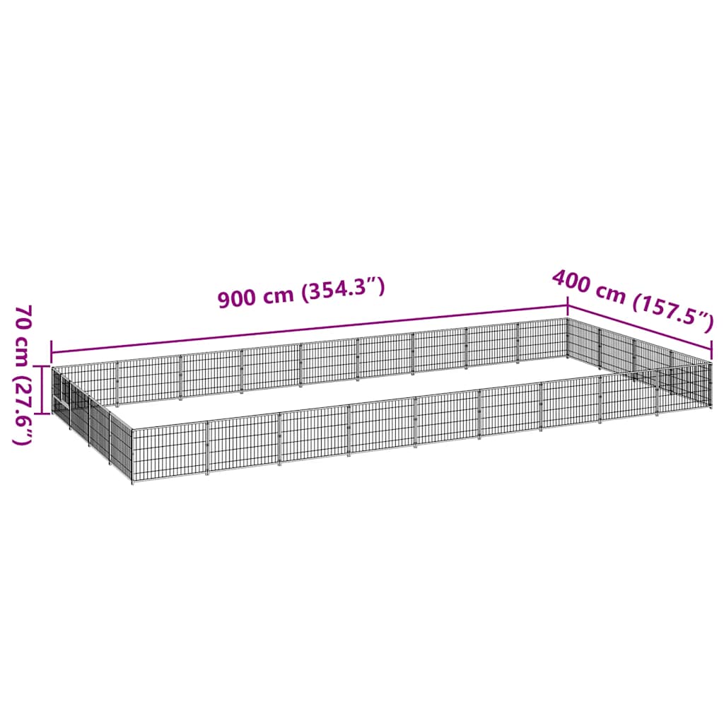 hundeløbegård 36 m² stål sort
