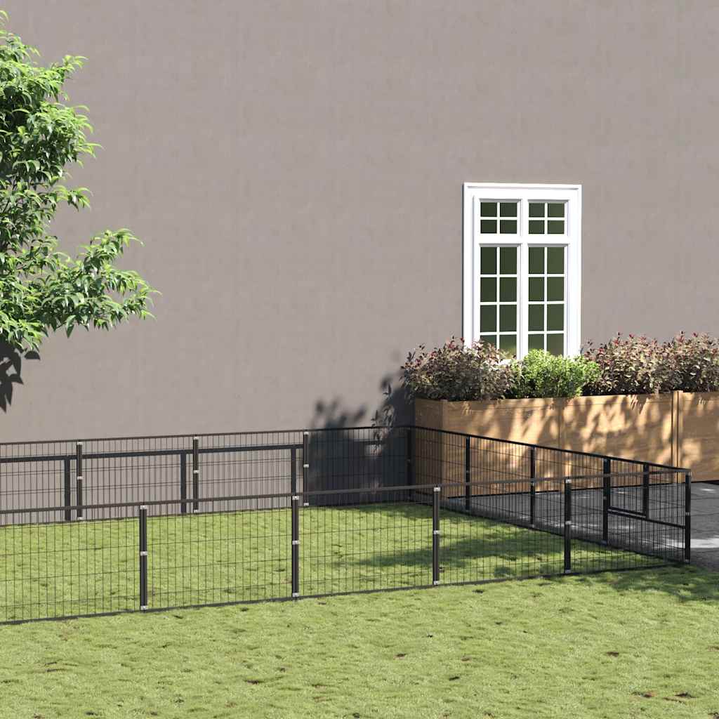 hundeløbegård 36 m² stål sort