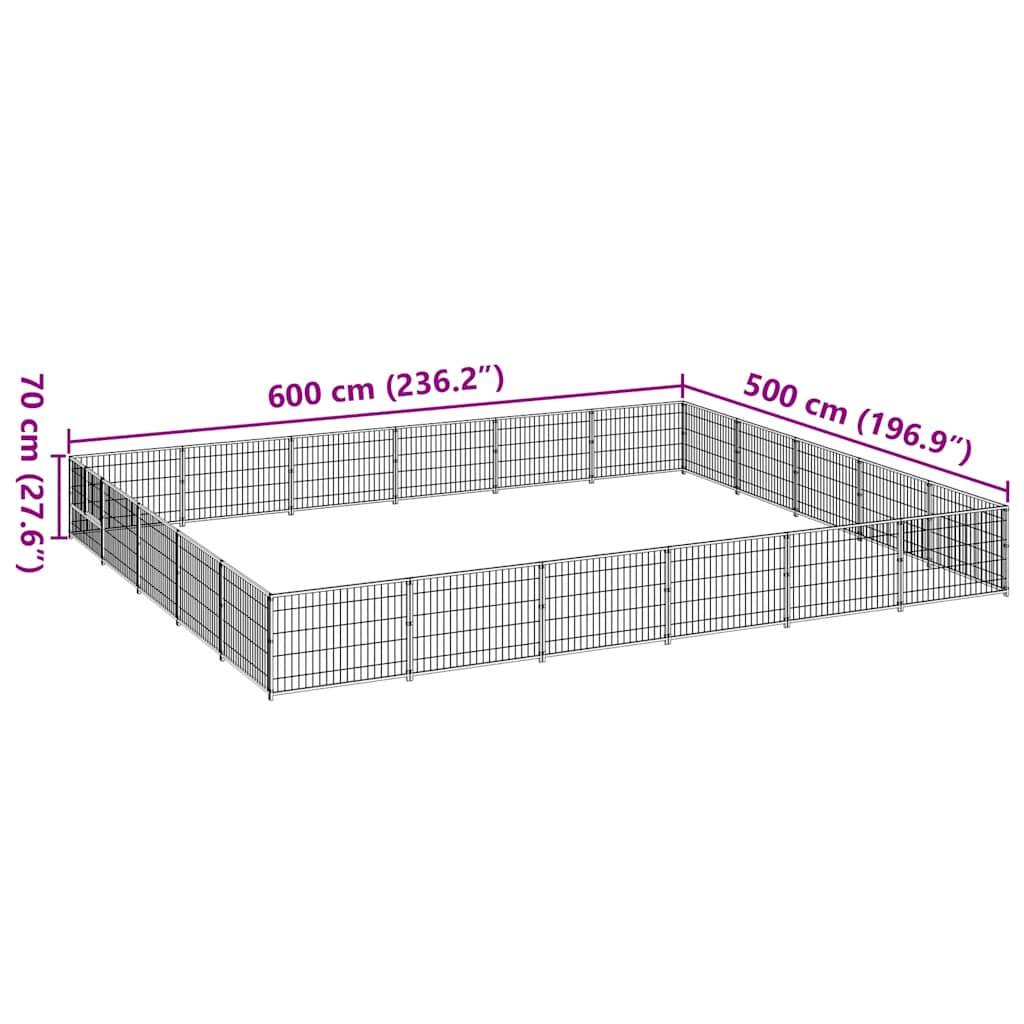 hundeløbegård 30 m² stål sort