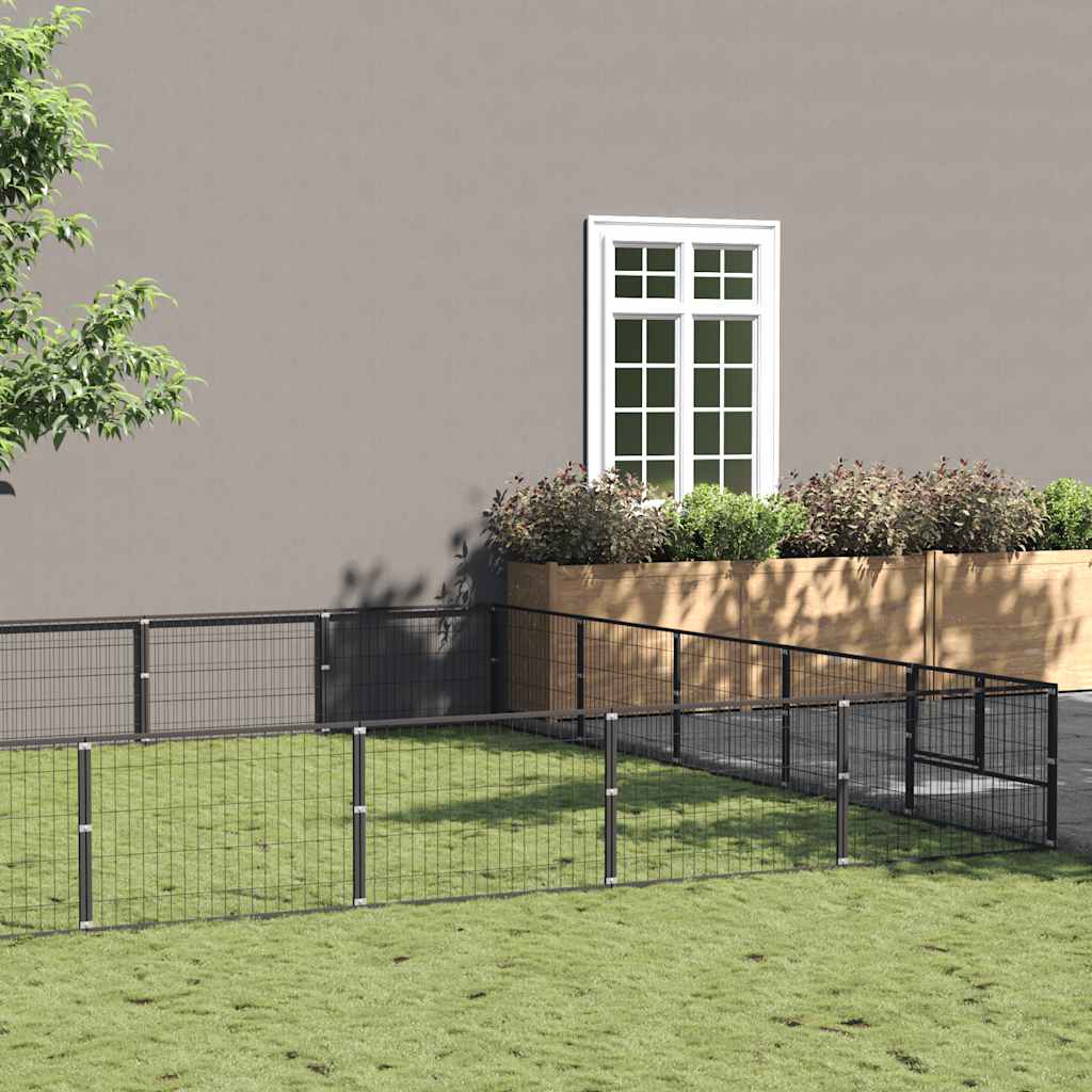 hundeløbegård 30 m² stål sort