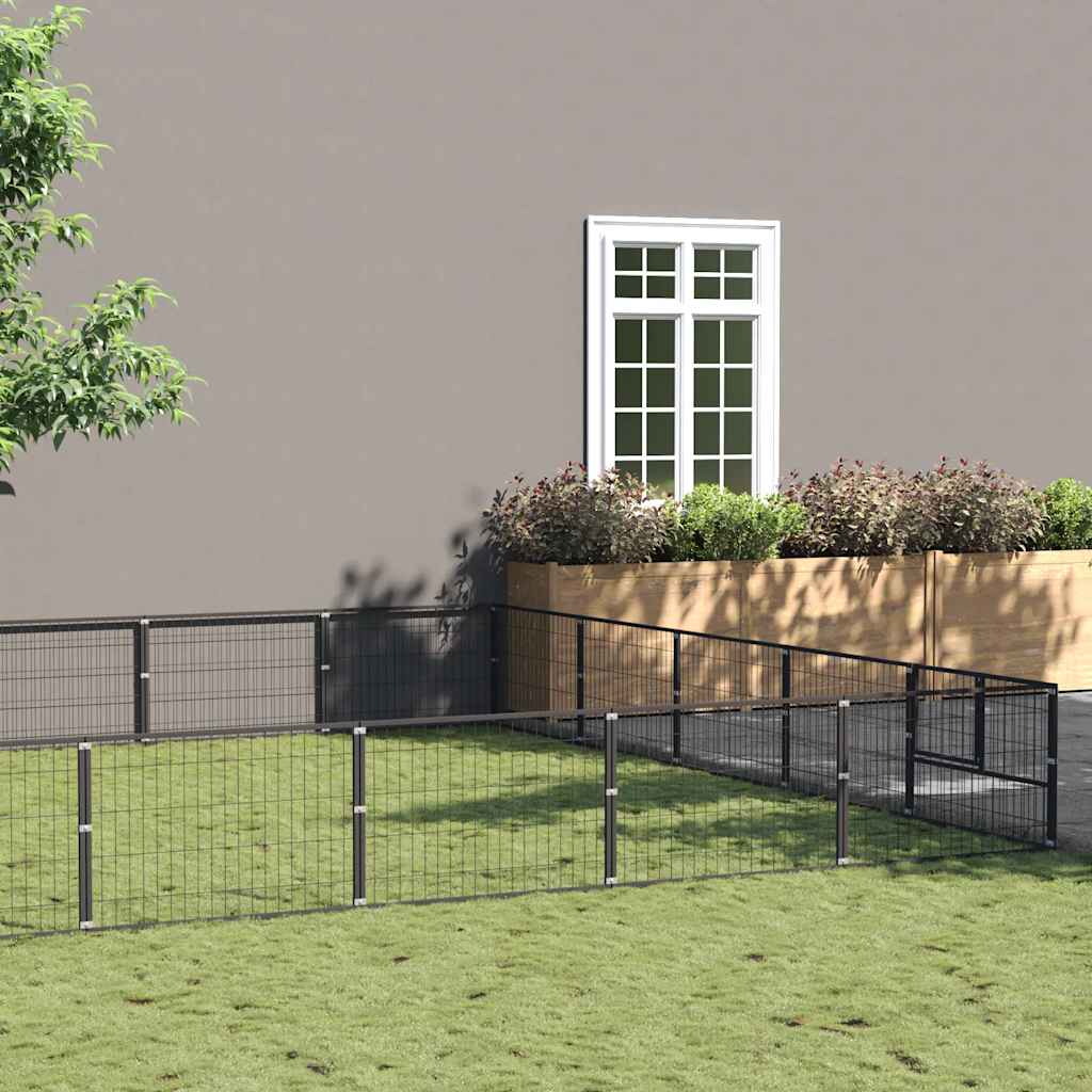 hundeløbegård 40 m² stål sort
