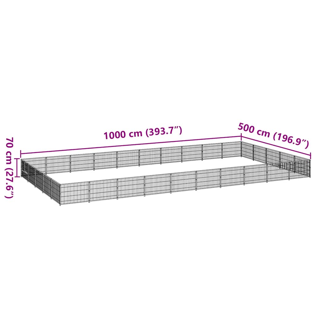 hundeløbegård 50 m² stål sort